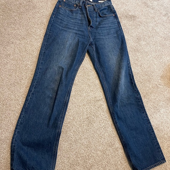 Denim Forum Deep Indigo High-Rise Jeans - Picture 1 of 5